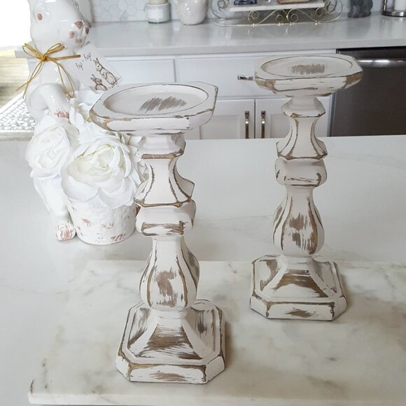 NEW! DISTRESSED Boho FARMHOUSE Candle HOLDERS - Picture 4 of 4